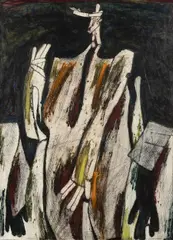 Jozef Jankovič, Revolution, 1989, oil on hardboard