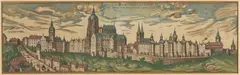 Frans Hogenberg, Emperor Palace in Prague, 1596, coloured copper engraving, paper