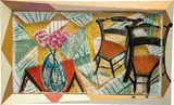 David Hockney, Walking Past Two Chairs (from Moving Focus), 1984-1986, Color lithograph on White TGL handmade paper overlaid with screenprint on Plexiglas in the artist's original painted sculptural frame