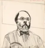 Henry in his Office (from Friends) by David Hockney, 1976-1977, 1-color lithograph on Japanese Kurotani #5 paper, sold Oct 2017