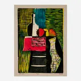 Josef Zenk, Still Life, woodcut in colors
