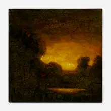 David Bierk, A Eulogy to Earth, Setting Sun (to Keith), 1996, oil with gold leaf and varnish on board