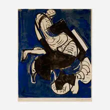 Hans Hofmann, Composition in Blue, 1952, screenprint in colors with gouache additions