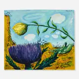 Tobias Musicant, Flowers in Landscape, oil on Masonite