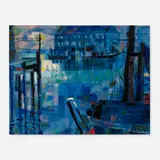 Lena Gurr, Blue Harbor, oil on canvas