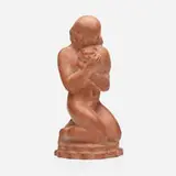 William Zorach, Kneeling Girl with two Cats, terracotta, glazed terracotta