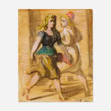 Untitled by Reginald Marsh, 1945, watercolor and gouache on paper, sold Dec 2023