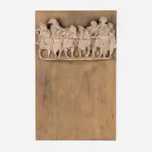 Bruno Lucchesi, Women on a Balcony, earthenware, wood