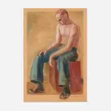 Untitled by Philip Evergood, 1936, pastel on paper, sold Dec 2023