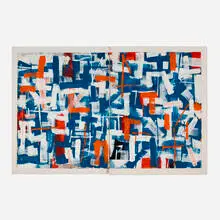 Louis Tavelli, Broad Brush Abstract, c. 1975, oil on paper mounted to board (diptych)