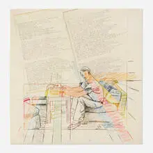 Larry Rivers and John Ashbery, Cottage Grove, 1977, colored pencil and graphite on Arches