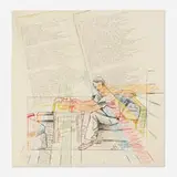 Larry Rivers and John Ashbery, Cottage Grove, 1977, colored pencil and graphite on Arches