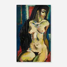 Georges Artemov, La femme a la mantille, oil on board