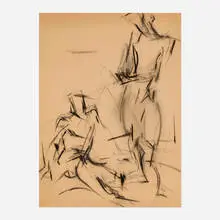 Figure Study by Mercedes Matter, charcoal on paper, sold Nov 2023