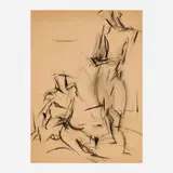 Mercedes Matter, Figure Study, charcoal on paper