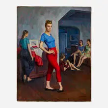 Dance Class by Joseph Newman, oil on canvas, sold Nov 2023