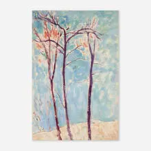 Gershon Benjamin, Beech Trees, 1950, oil on paper