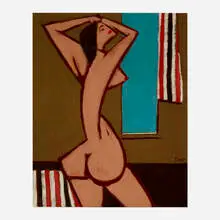 Standing Nude by Josef Zenk, oil on paper laid to board, sold Nov 2023