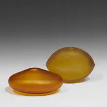Ivan Baj, inciso vase, model 72-300, and battuto vase, model 38-300