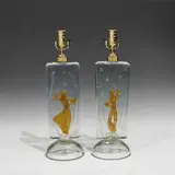 Alfredo Barbini, table lamps with dancing figures, pair