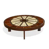 Roger Capron, oval coffee table with leaf decorations