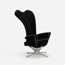 Jordan Mozer, chair from the D'Alba Residence, Glencoe, 1996, wool, cast aluminum, leather