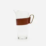 Carl Auböck III, pitcher, model 3749, 1953, glass, leather, brass