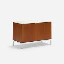 Executive Office cabinet by Florence Knoll, c. 1960, teak, chrome-plated steel, marble, sold Jul 2018