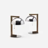 attribution Kurt Versen, table lamps, pair, c. 1935, chrome-plated steel, chrome-plated brass, lacquered brass