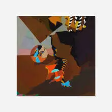 Reflections on Egypt by William T. Wiley, 1964, oil on masonite, sold Jul 2018