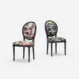 Anselm Reyle for Dior, Custom Louis XVI chairs, pair, 2011, lacquered wood, Anselm Reyle upholstery