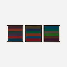 Horizontal Bands with Colors Superimposed (triptych) by Sol LeWitt, 1988, screenprint on Arches Cover paper, sold Jul 2018