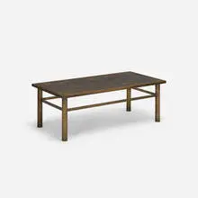 Classical coffee table by Philip and Kelvin Laverne, c. 1965, acid-etched and enameled patinated brass over pewter over wood, sold Jul 2018