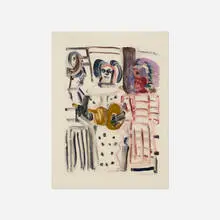 Gospel Trio by Romare Bearden, c. 1980, monotype on paper, sold Jul 2018