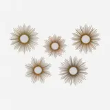 Chatay Vallauris, Starburst mirrors, set of five, c. 1955, gilt steel, mirrored glass