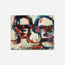 Two Heads by Lester Johnson, 1964, oil on canvas, sold Jul 2018