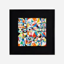 Black Hole by Yaacov Agam, 1980, color relief multiple mounted on painted wood panel, sold Jul 2018