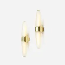 sconces, pair by Fontana Arte, c. 1950, crystal, brass, sold Jul 2018