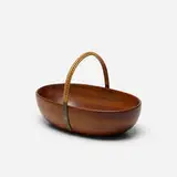Carl Auböck, nut bowl, model A-436, 1955, walnut, cane, brass