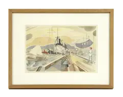 Untitled by Richard Bawden, watercolour 32.5 x 47cm . From the collection of David Pocknell., sold Jan 2021