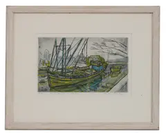Untitled by Richard Bawden, Richard Bawden (b.1936) 'The Blackwater at Maldon' etching, sold Jan 2021