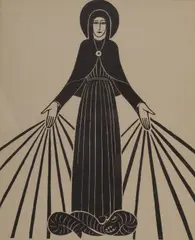 Untitled by Eric Gill, Eric Gill ARA (1882-1940) Our Lady of Lourdes woodblock print, sold May 2021