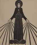 Eric Gill, Untitled, Eric Gill ARA (1882-1940) Our Lady of Lourdes woodblock print