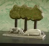Bryan Illsley, Untitled, painted carved wood 24cm wide 10cm deep 13cm high .