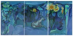 Morris Kestelman, Untitled, triptych oil on board each panel 183 x 121.8cm (in 3 parts) .