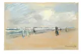 Max Liebermann, Am Meeresstrand (Windiger Tag am Meer), 1912, Pastell und Bleistift auf Papier