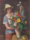 Karl Hofer, Mädchen mit Blumenstrauß