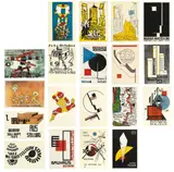 Bauhaus, Ausstellung Weimar, 1923, 19 im Postkartenformat gestaltete Lithographien und Farblithographien verschiedener Künstler