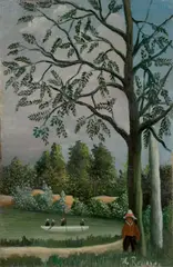 Henri Rousseau, Paysage avec des pêcheurs, Öl auf Leinwand, alt auf Karton aufgezogen