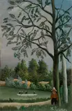 Henri Rousseau, Paysage avec des pêcheurs, Öl auf Leinwand, alt auf Karton aufgezogen